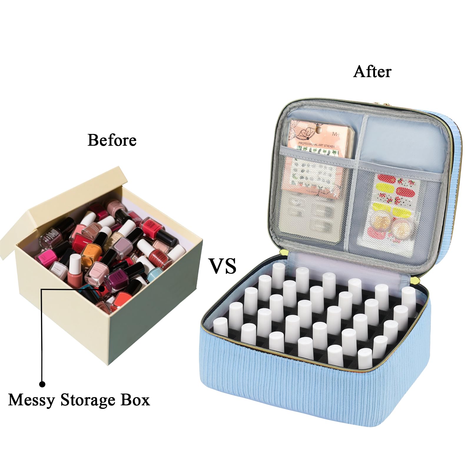 ZFZGFRCS nail polish organizer blue dimensions 9.6x7.5x5.5 inches for travel