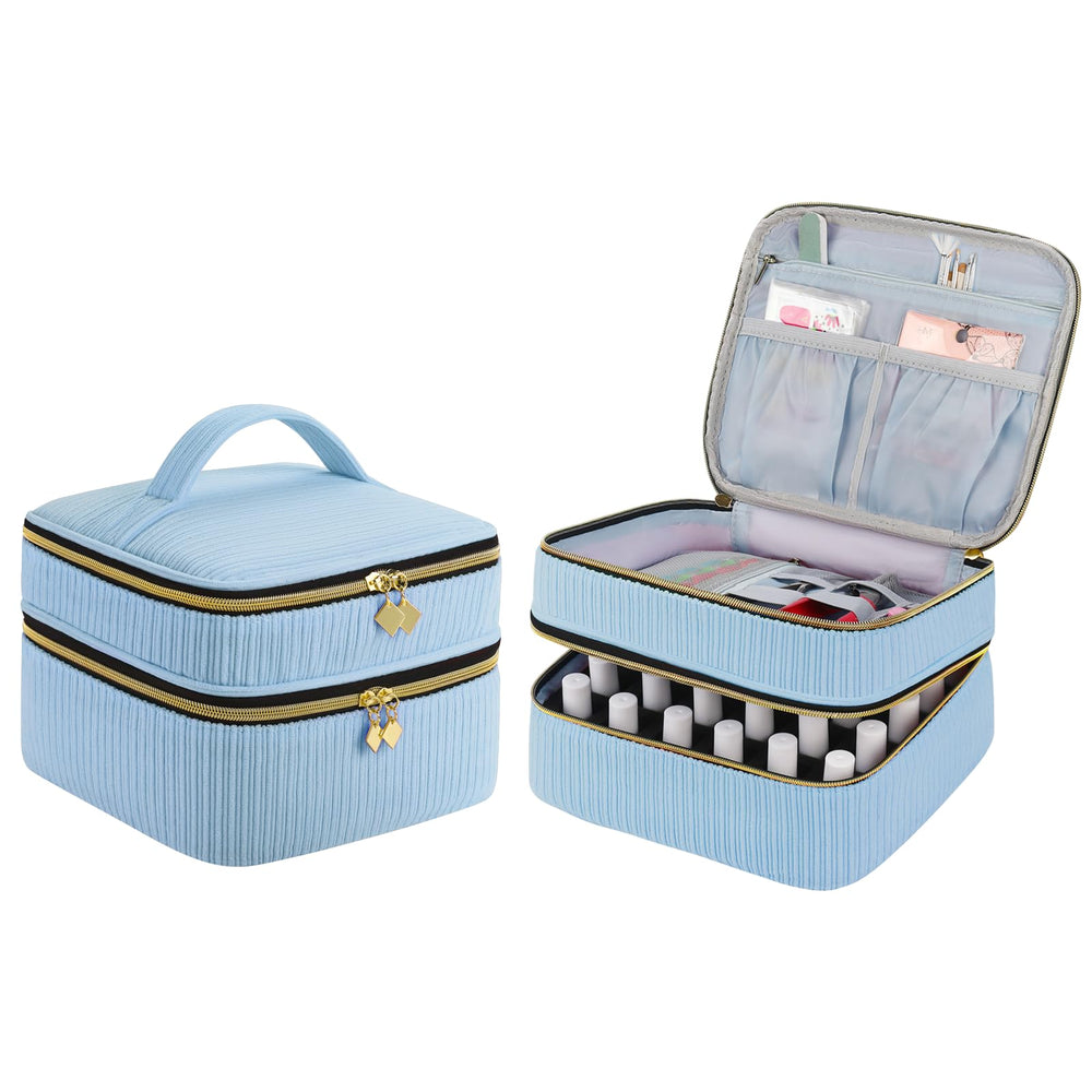 ZFZGFRCS nail polish organizer blue front view shows compact travel storage