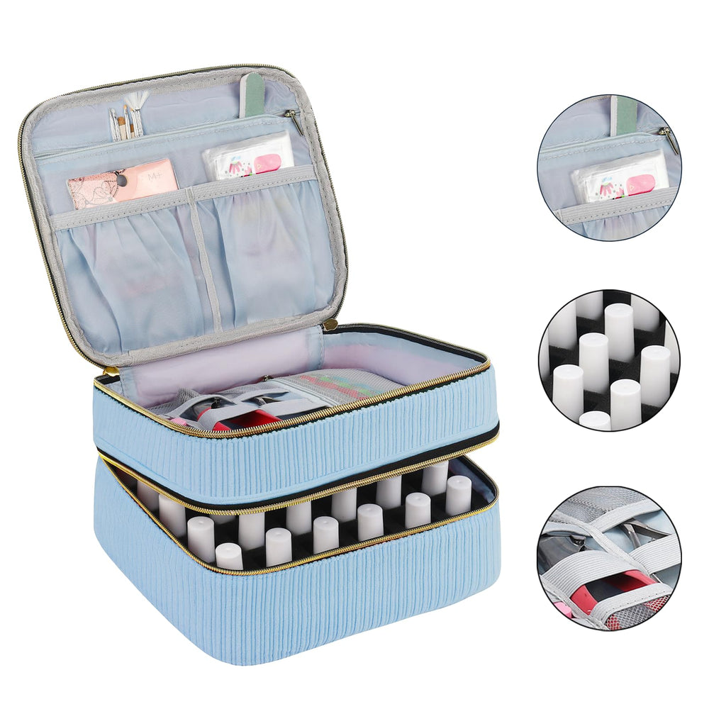 ZFZGFRCS nail polish organizer blue open top enables quick access to bottles
