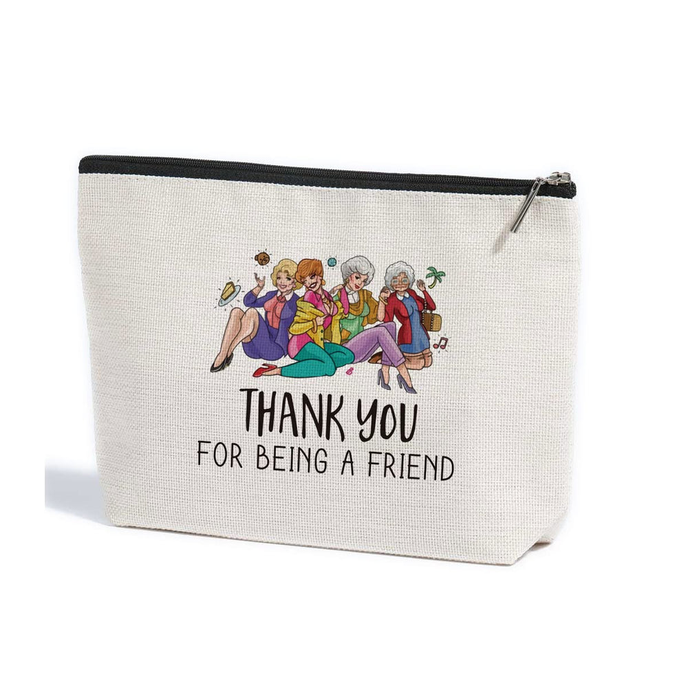 ZHAMEN N makeup bag front view highlights durable waterproof fabric and cheerful design.