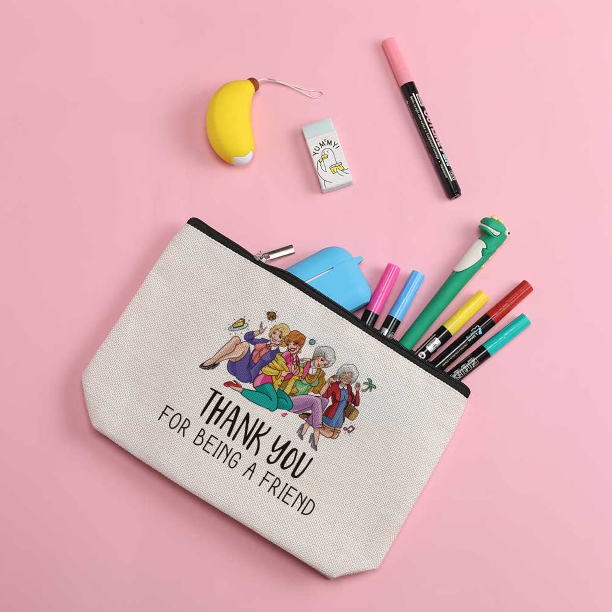 ZHAMEN N makeup bag packaging image suggests a giftable presentation.