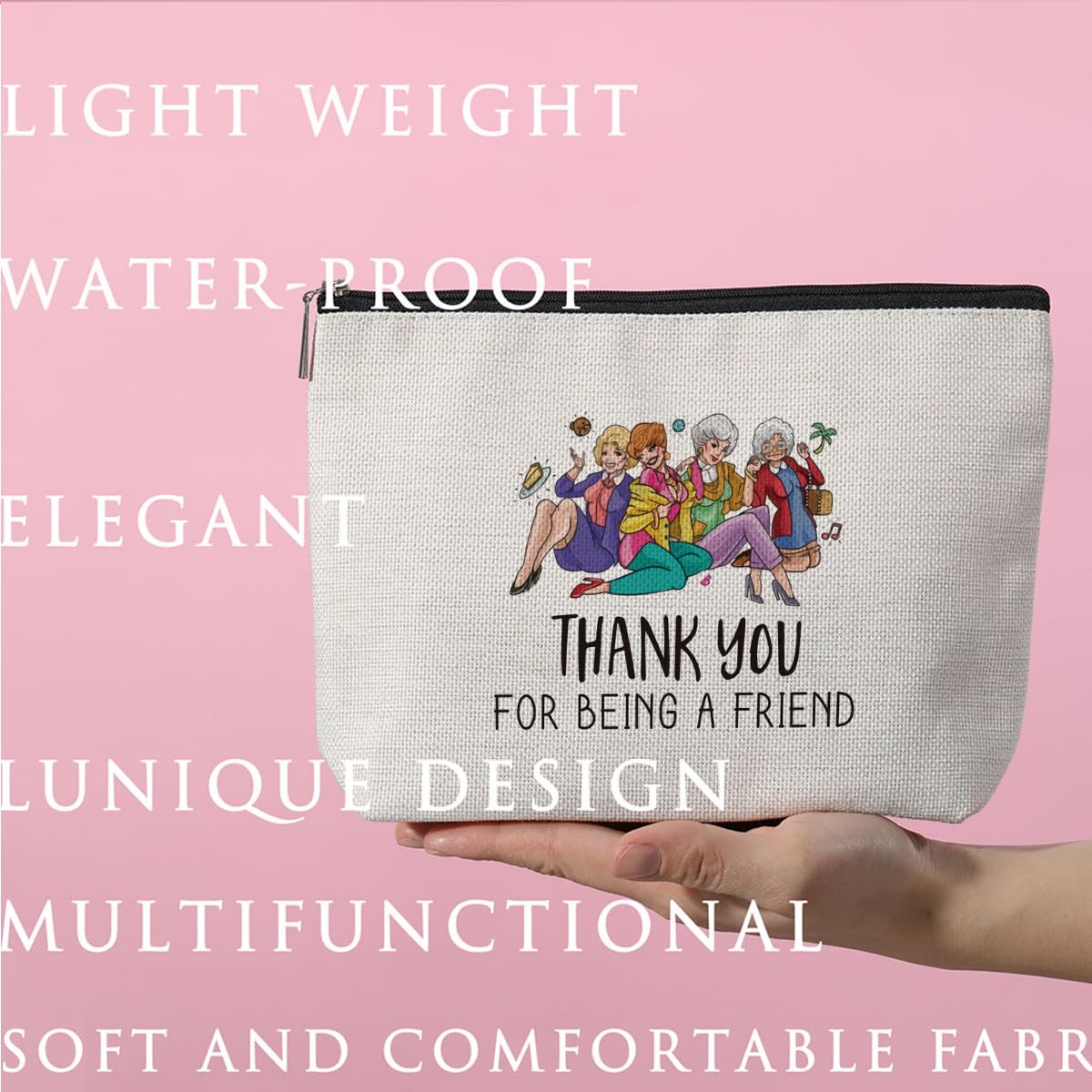 ZHAMEN N makeup bag stitching detail shows durable construction and care.