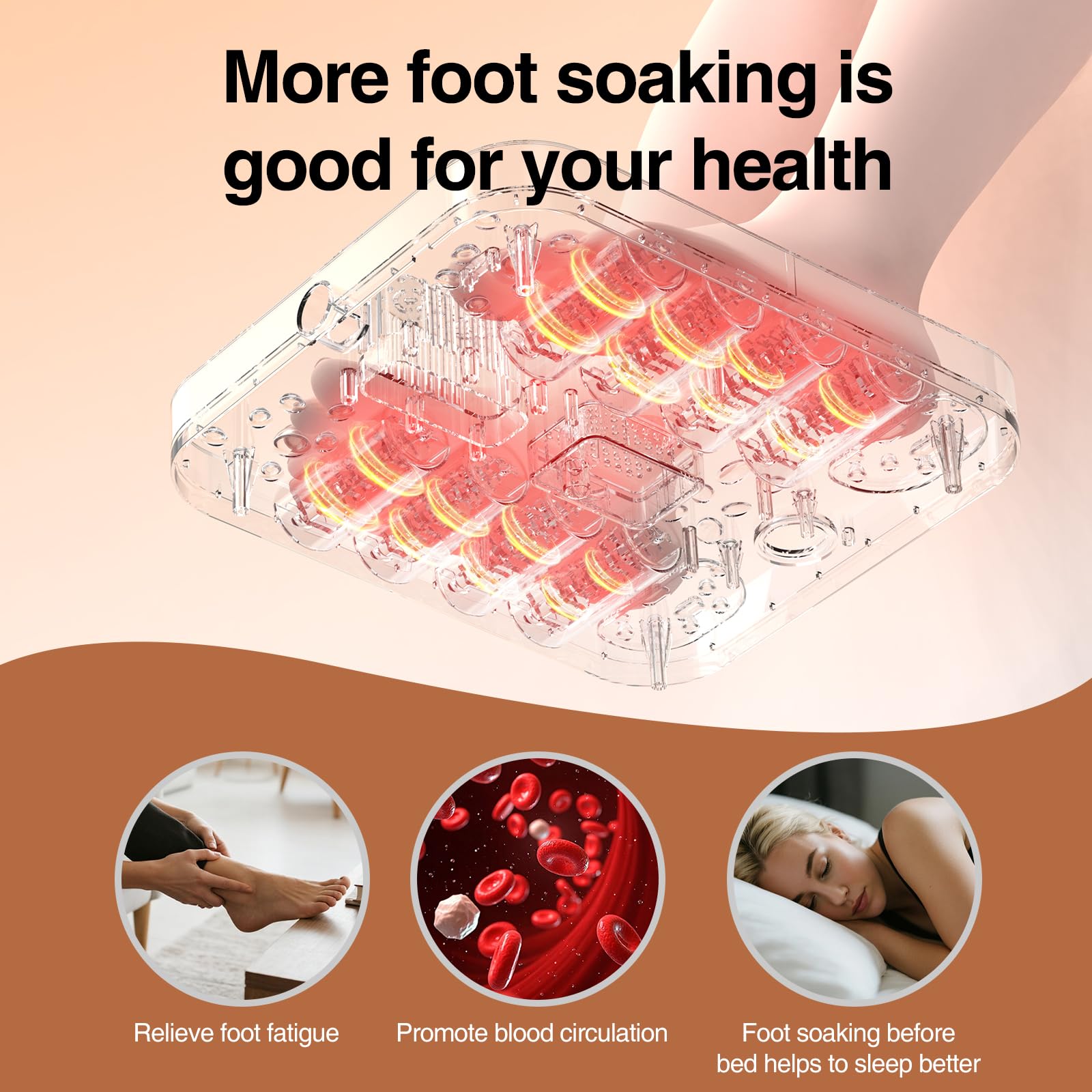 ZhanHao foot spa with 8 rollers and bubbles for deep massage.