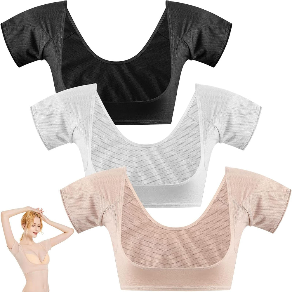 Zhanmai underarm sweat vest white back view with breathable mesh for cooler wear.