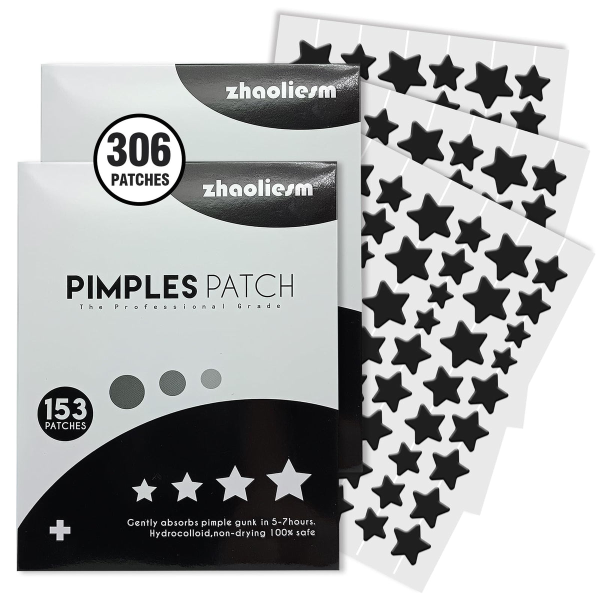 ZHAOLIESM star patch packaging shows a 306-count refill for easy acne care