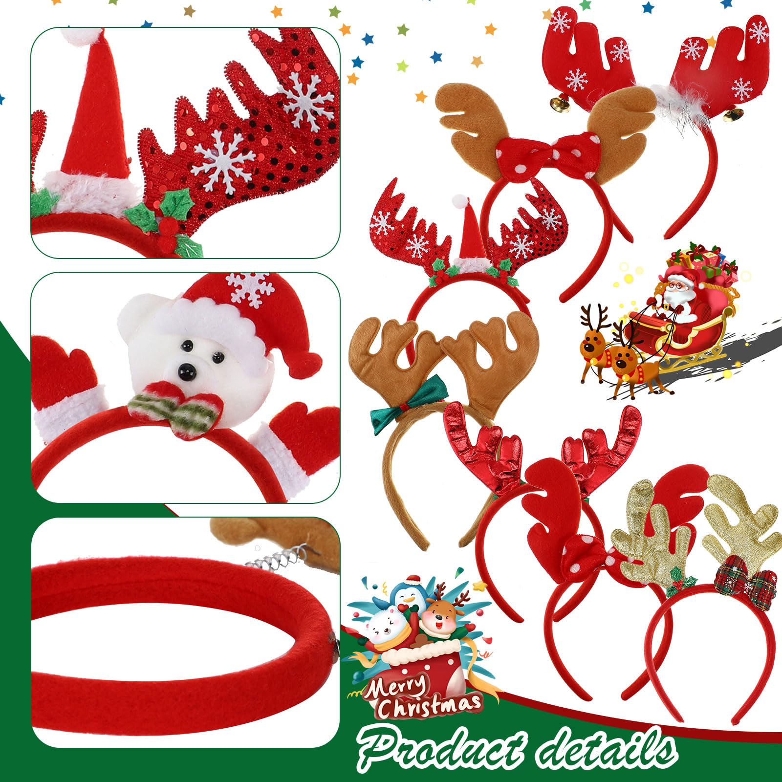 Zhehao Christmas headbands Santa Hat option supports crowd participation and colorful photos.