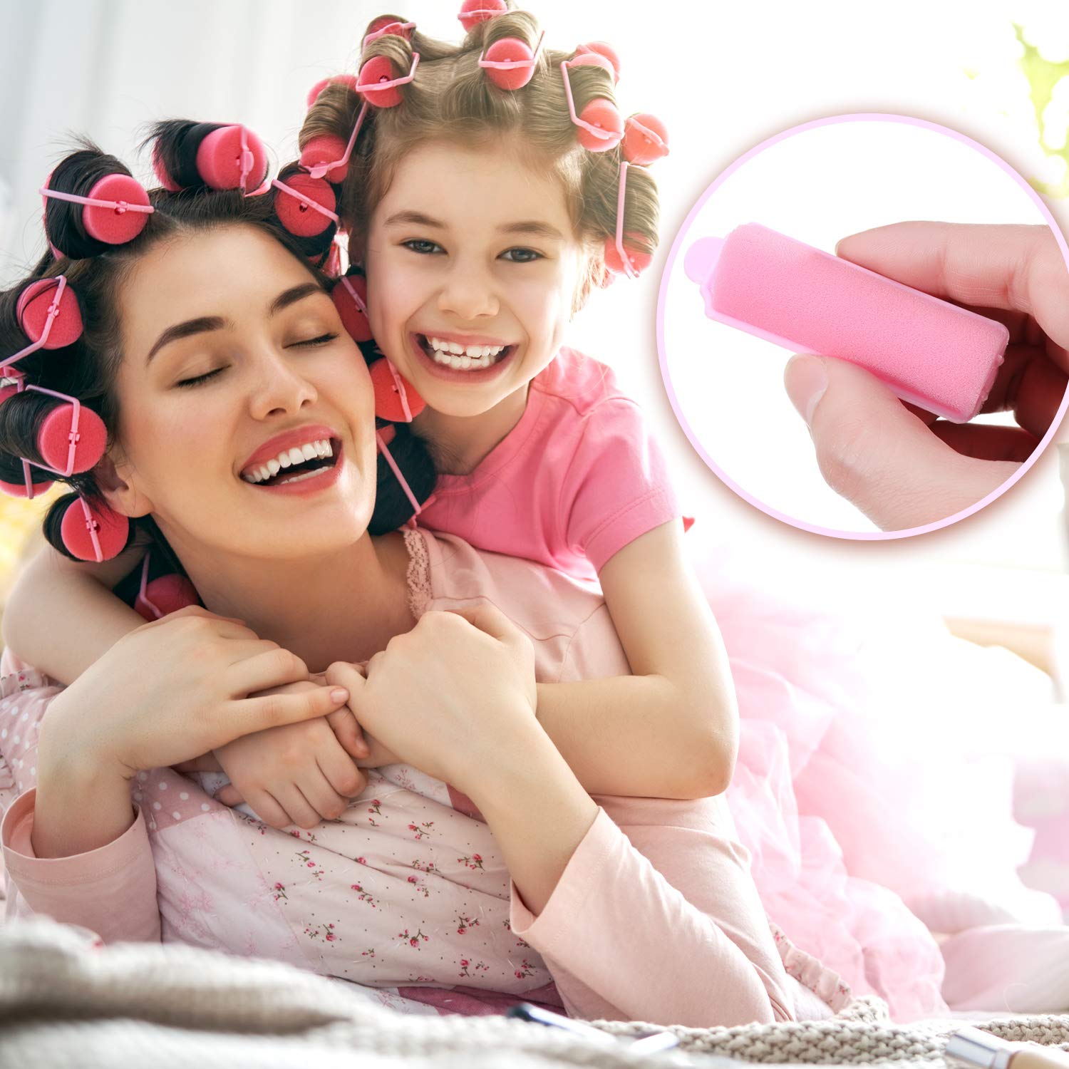 Zhehao-soft-foam rollers pink close-up conveys gentle grip and sleep-friendly comfort