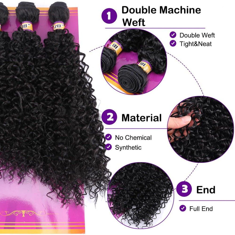 ZHENLISI Afro kinky curly quick weave 18-inch bundle display highlights smooth fibers for daily wear.