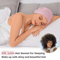 ZHENSILK silk bonnet purple satin lining with adjustable fit for all hairstyles