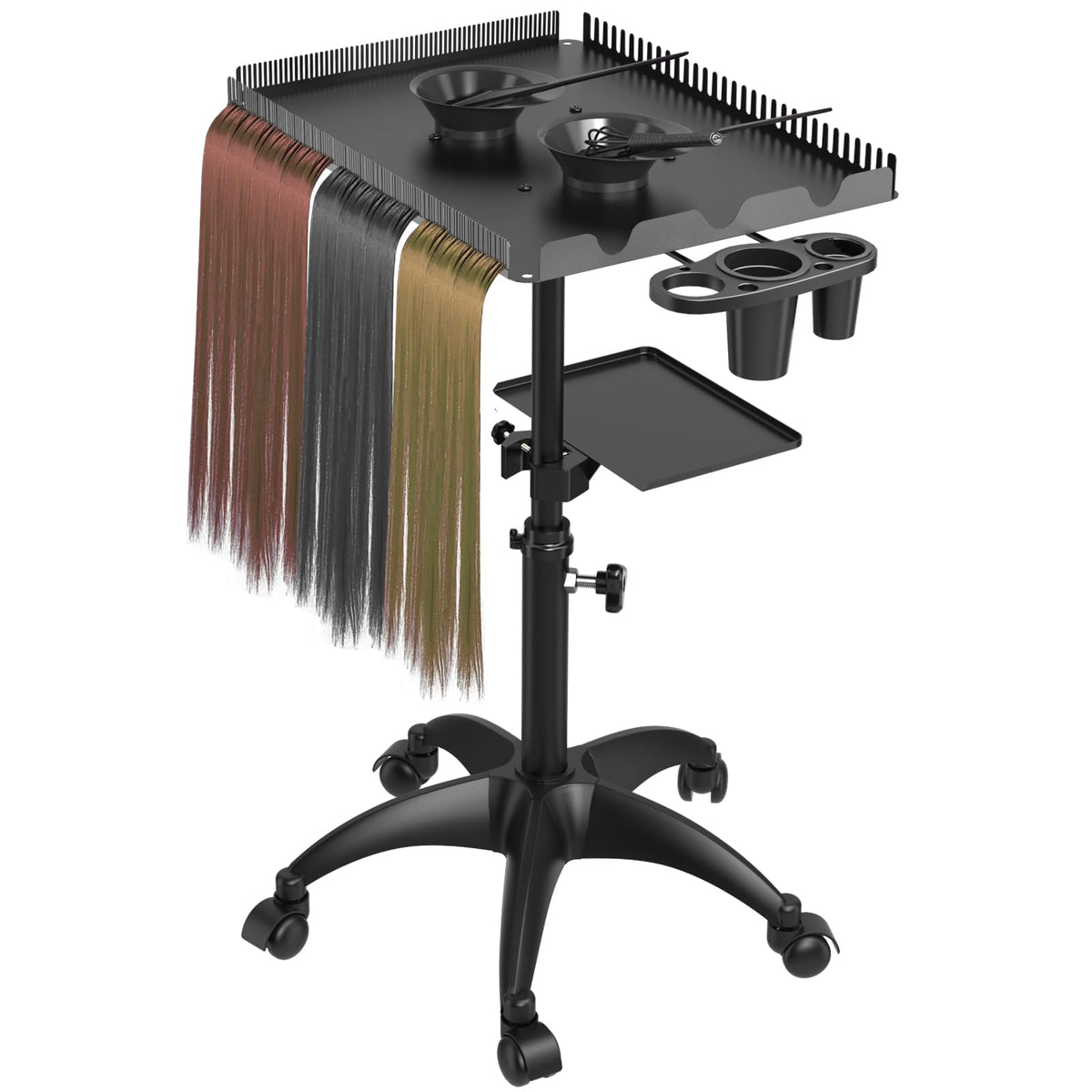 ZHOOGE hairstylist rolling cart top view shows expansive storage for quick tool access