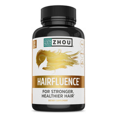ZHOU Hairfluence bottle with capsules ready for daily use, convenient hair support.