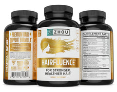 Zhou Hairfluence imagery suggests glowing hair and skin benefits
