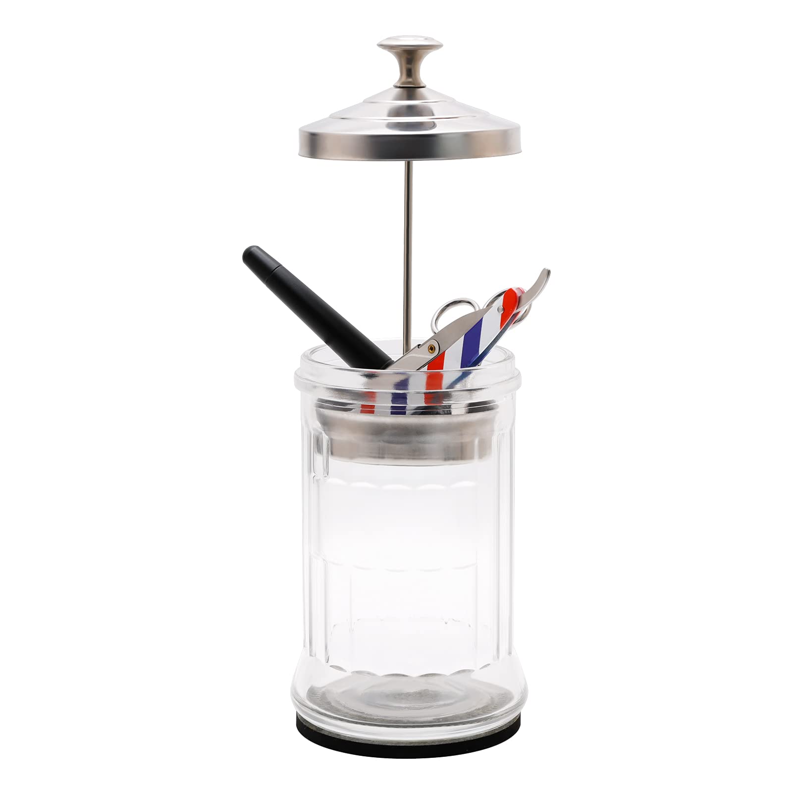 ZIBARBER disinfectant jar sponge-pad base provides stable, mess-free salon setup