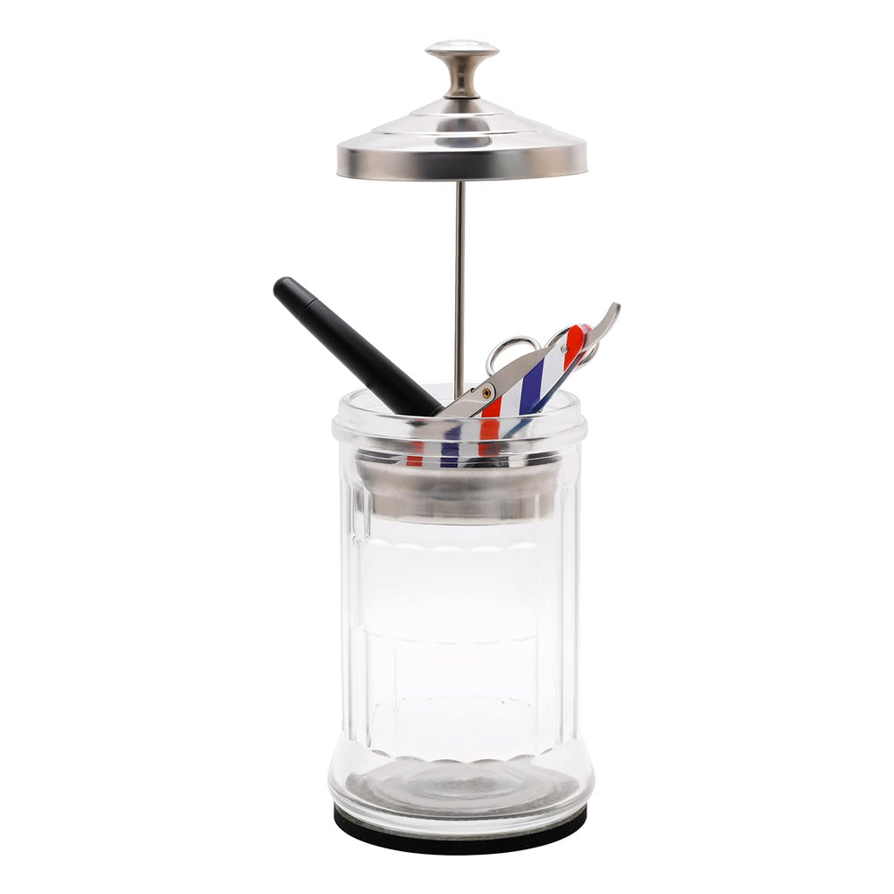 ZIBARBER disinfectant jar sponge-pad base provides stable, mess-free salon setup