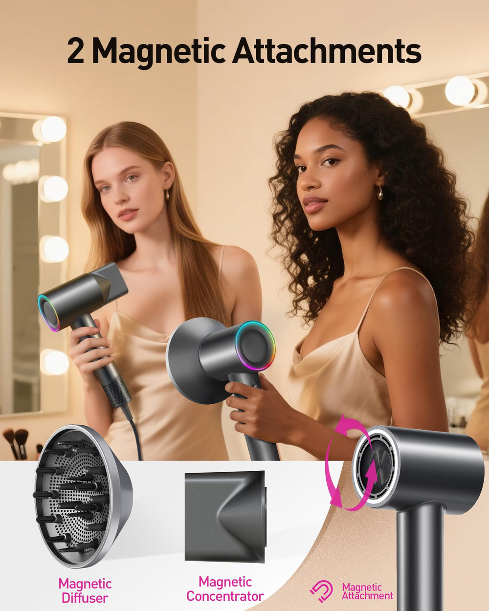 Zibtes LED indicators illustrate color-coded heat feedback for easy preset awareness.