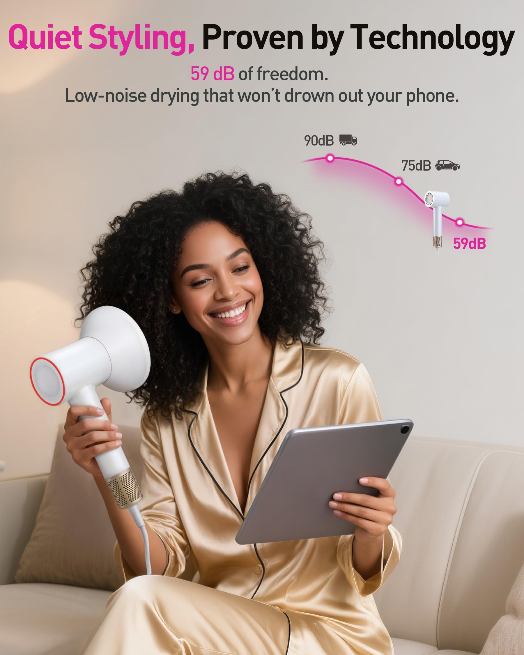 Zibtes diffuser-attachment enables versatile styling for curly and straight hair