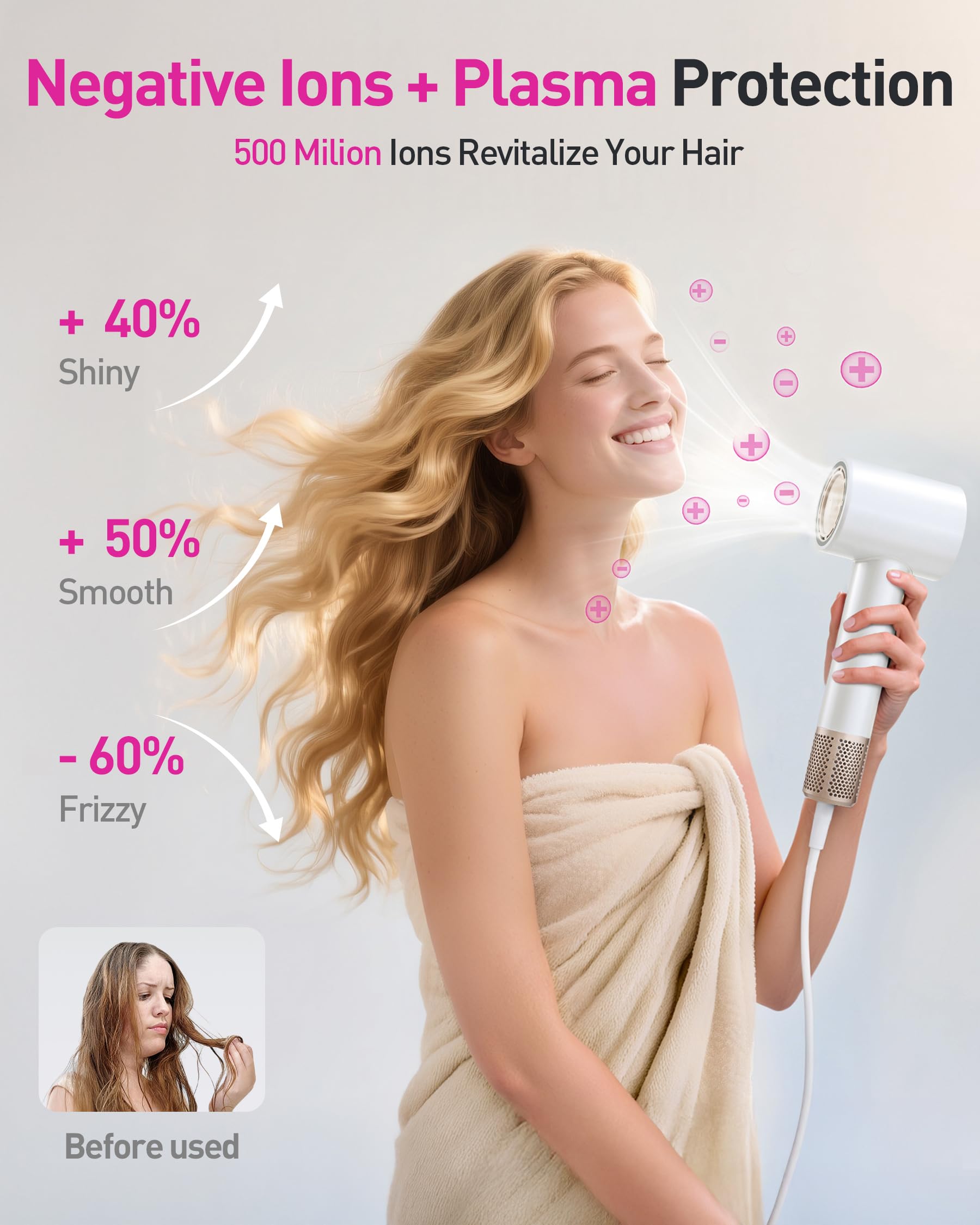 Zibtes high-speed hair dryer side view shows lightweight, daily-use design