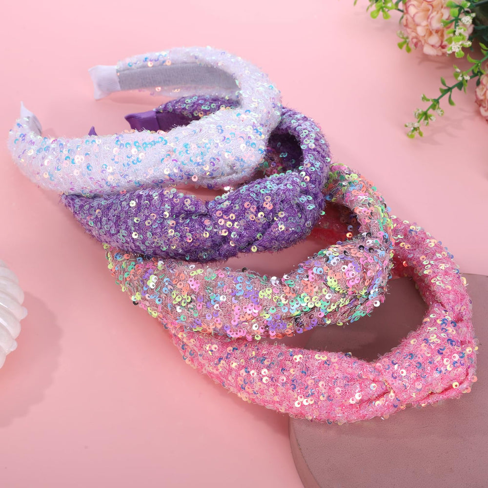 Zifengcer sequin headbands purple pink white rainbow for everyday wear.
