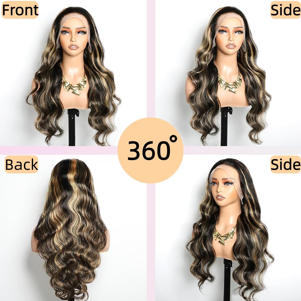 Zihomha 30-inch ombre lace front wig baby hair detail for a natural finish