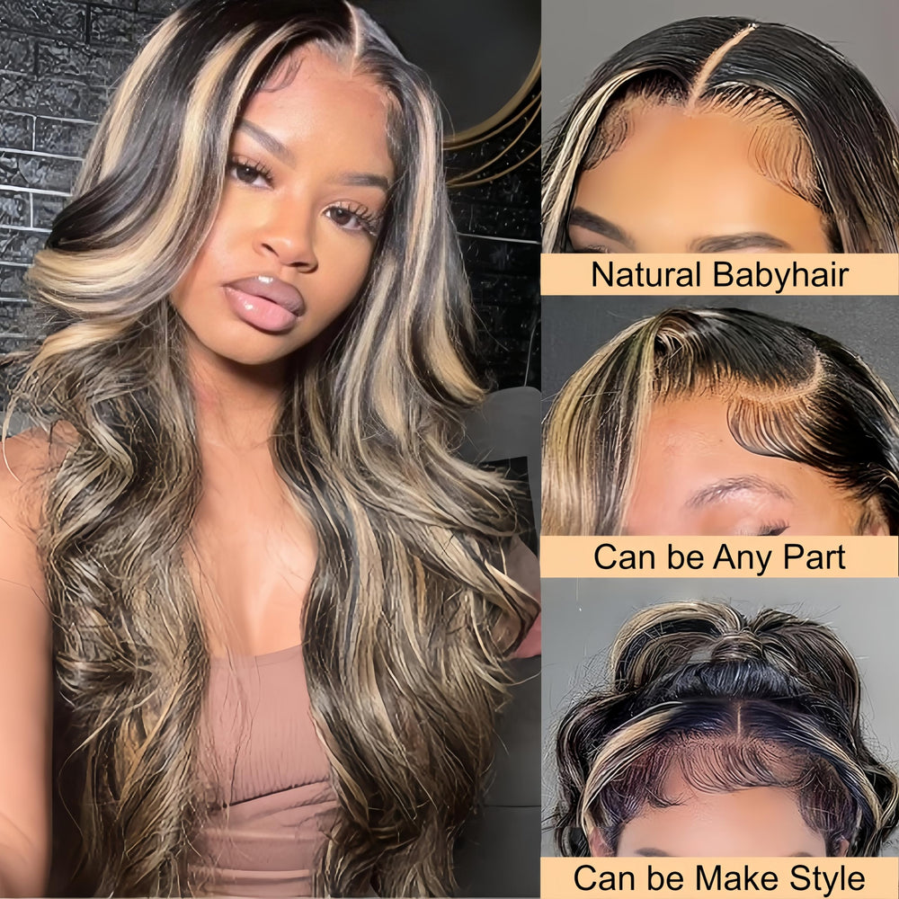 Zihomha 30-inch ombre lace front wig back view with seamless scalp blend