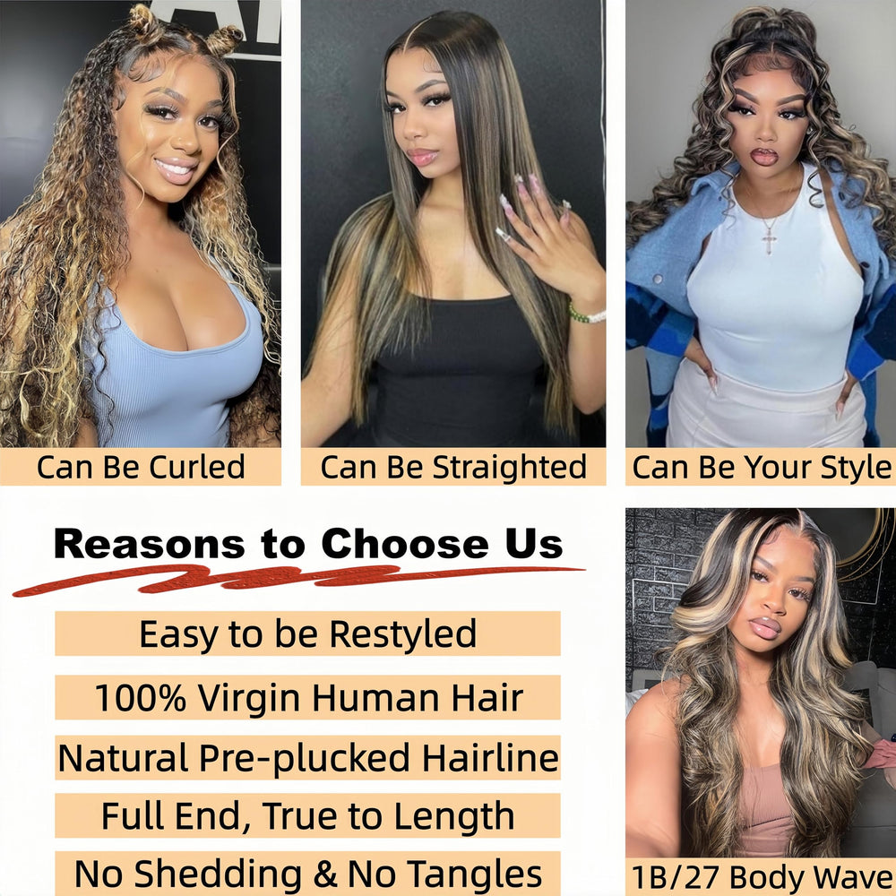 Zihomha 30-inch ombre lace front wig side view highlighting versatility in styling