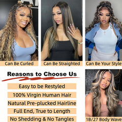 Zihomha 30-inch ombre lace front wig side view highlighting versatility in styling