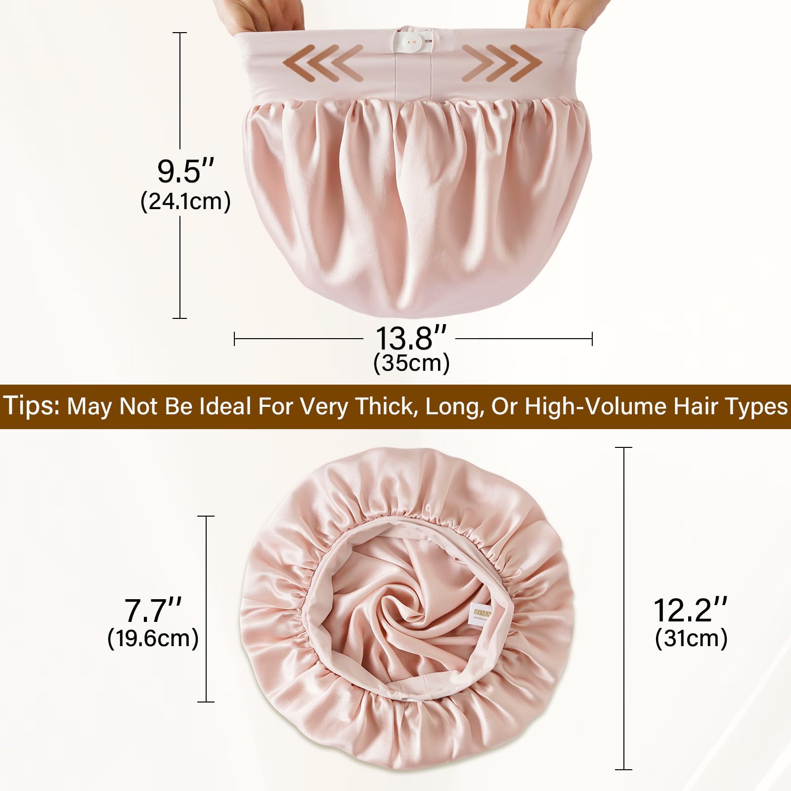 ZIMASILK OEKO-TEX certified silk bonnet label emphasizing safety and purity.