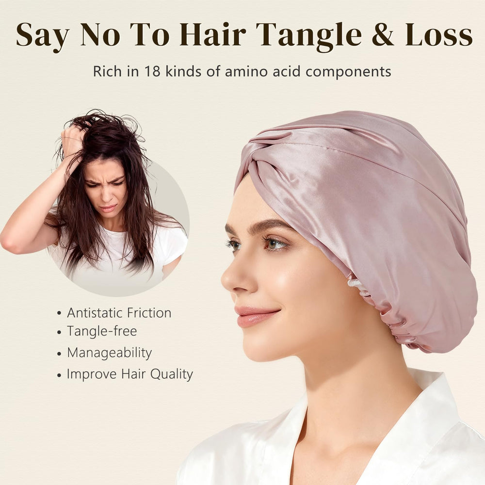 ZIMASILK on-head sleep view shows snug fit for most head sizes