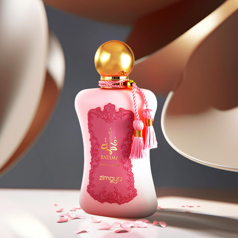 Zimaya Fatima Pink Pour Femme bottle side view suggests lasting sophistication for evening occasions