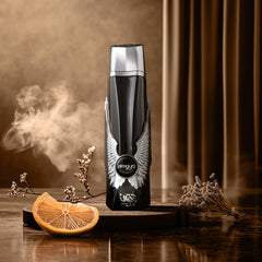 Zimaya Itqan Noir full bottle on dark background showcasing sleek premium aesthetics