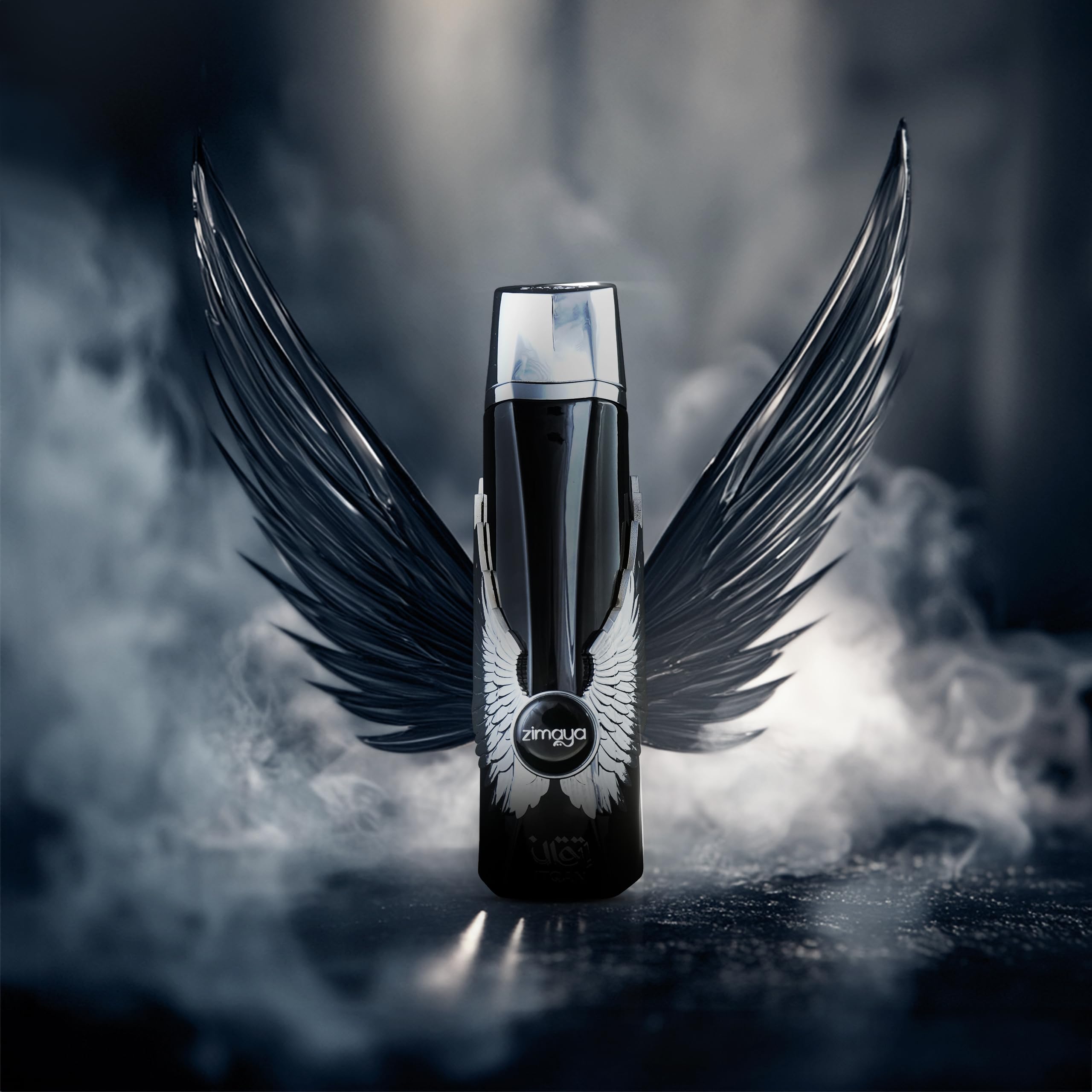 Zimaya Itqan Noir lifestyle shot suggests a sophisticated scent for social occasions
