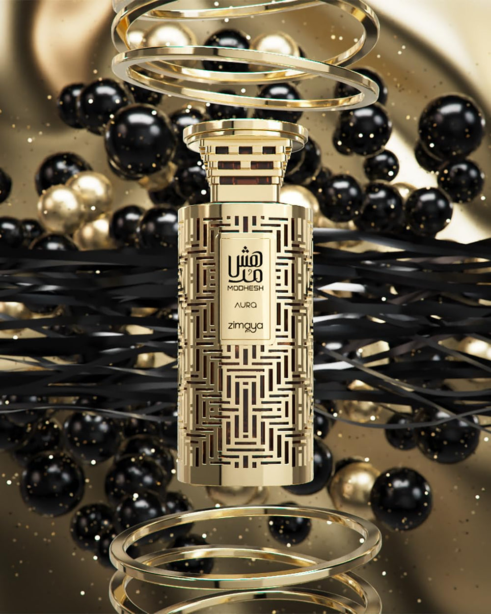 zimaya Modhesh Aura label detail emphasizes brand heritage and notes