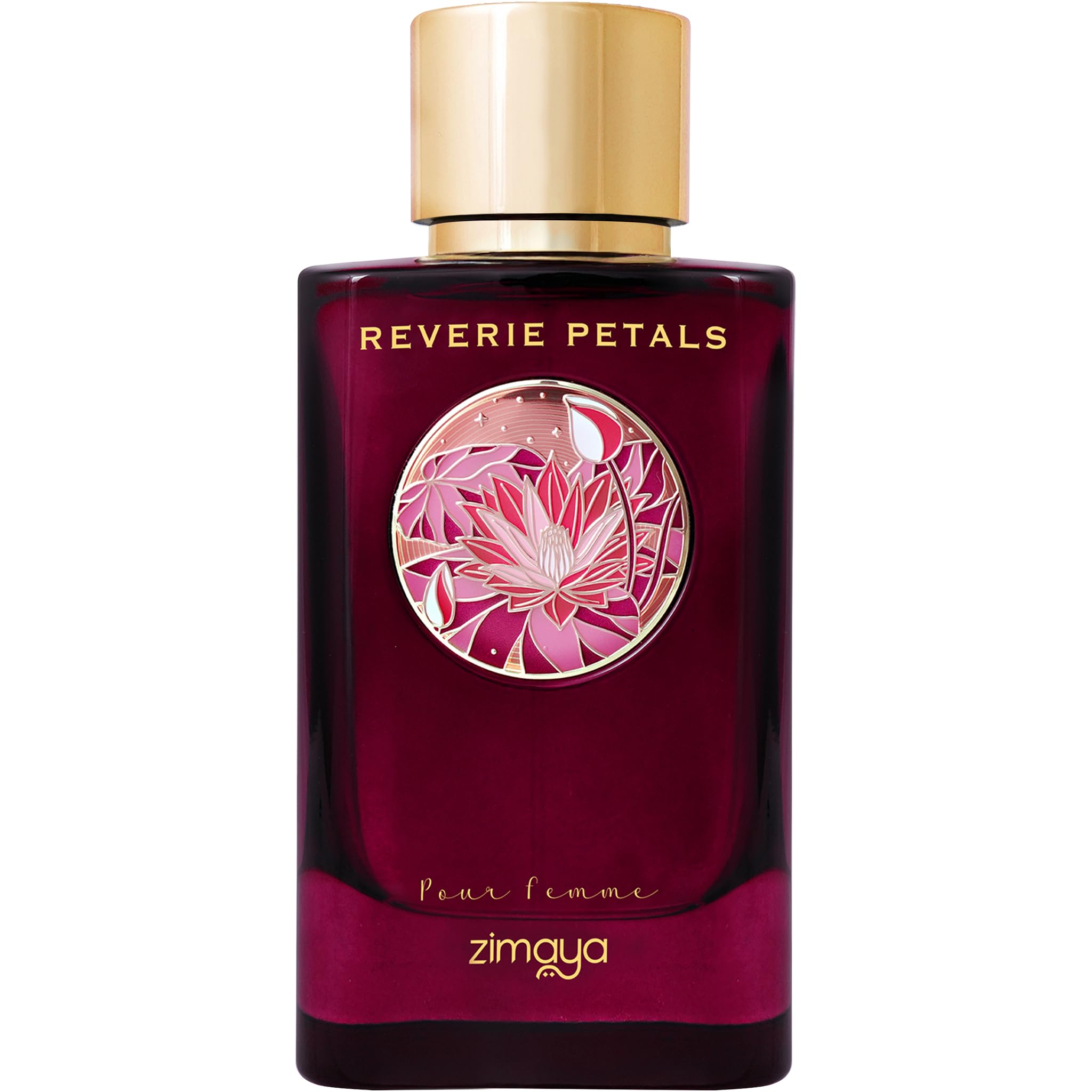 Zimaya Reverie Petals Pour Femme bottle front for everyday elegance and confident scent.