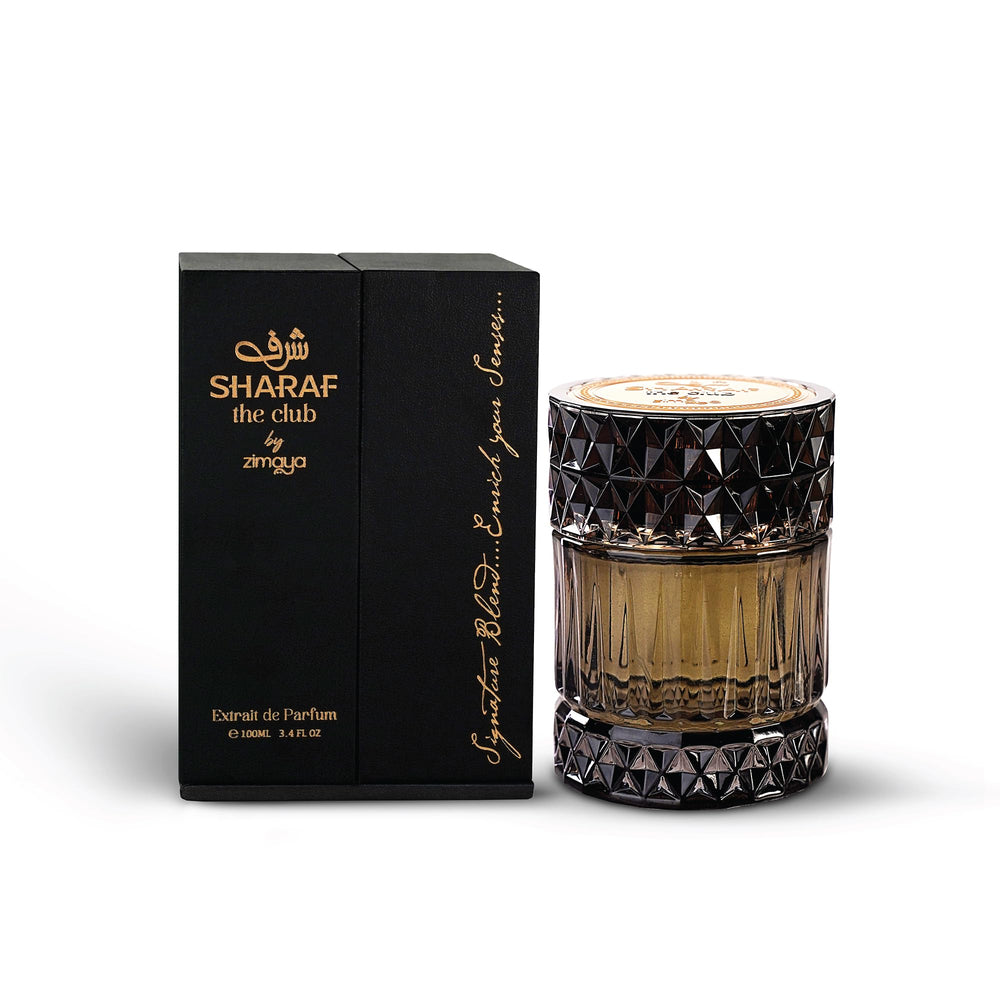 Zimaya Sharaf base notes oakmoss musk ambergris for lasting warmth and character.