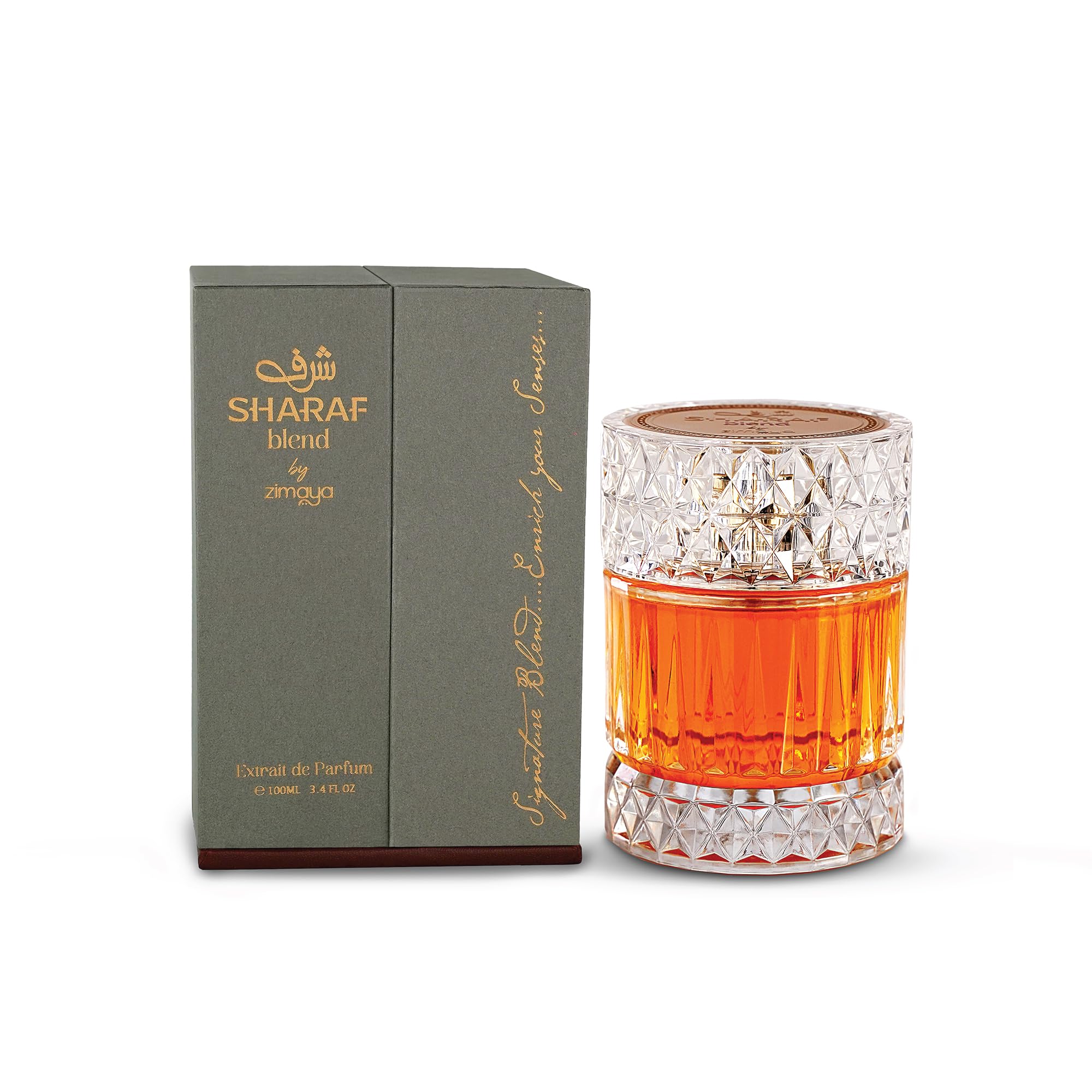 Zimaya Sharaf Blend bottle showcasing extrait de parfum luxury