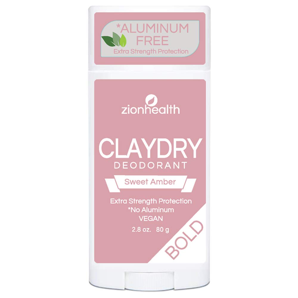 Zion Health ClayDry Bold Sweet Amber deodorant stick for natural odor control