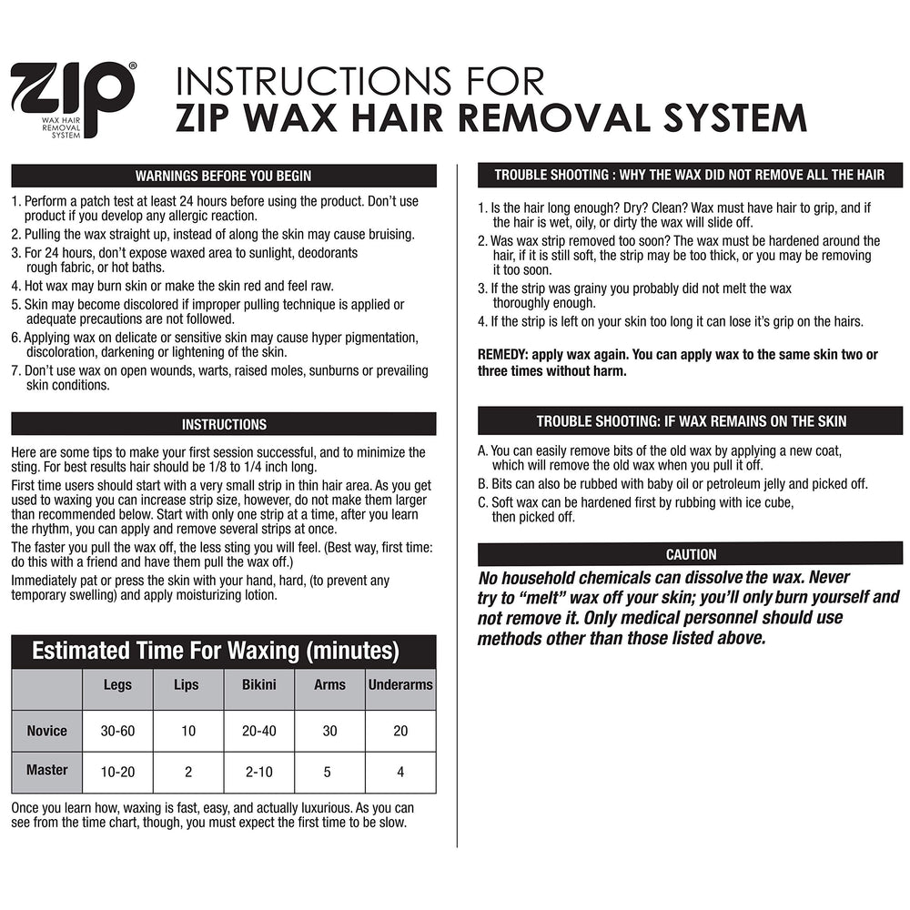 Zip Wax Hair Removal Kit body-use portrays versatile use on arms and legs