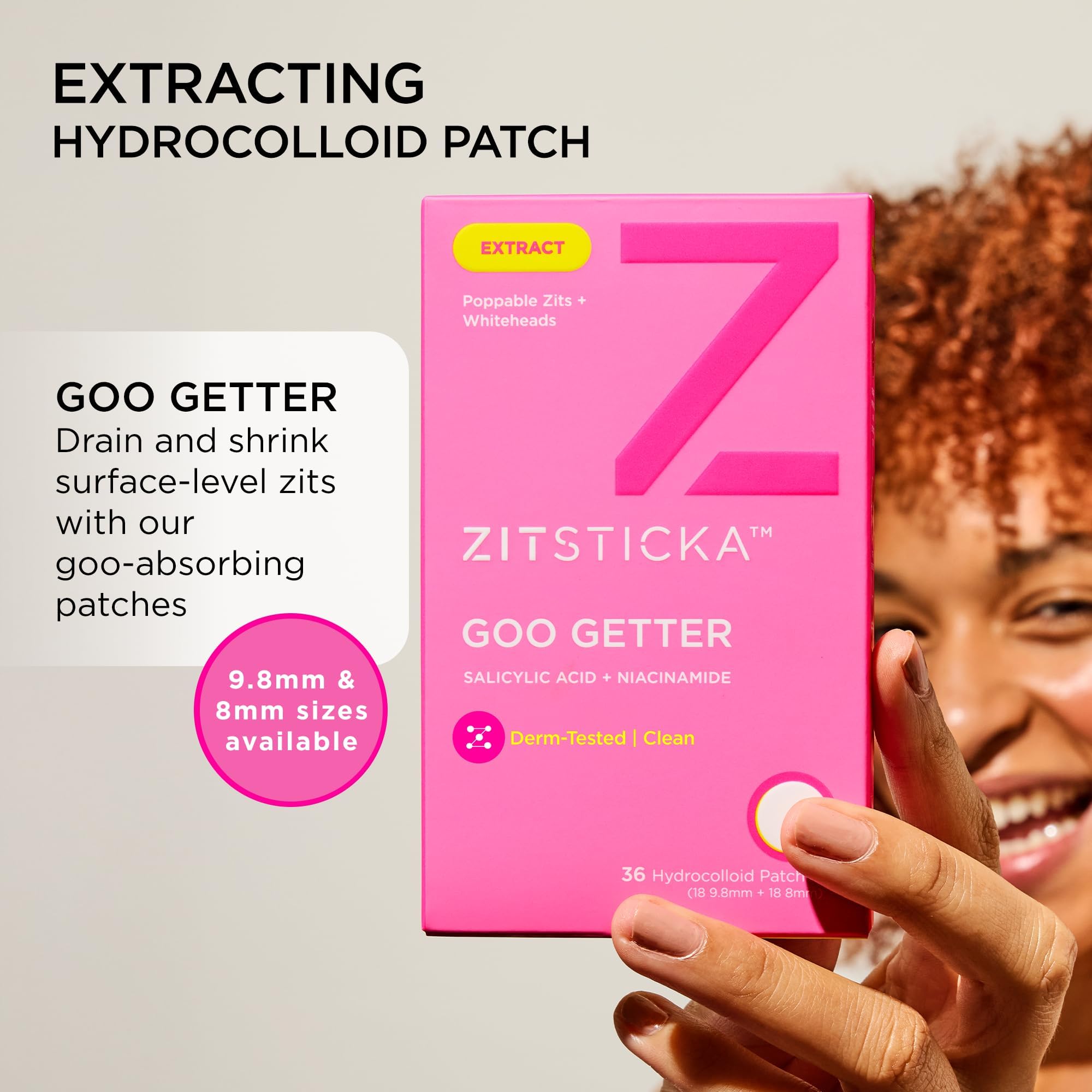 ZitSticka face patch on zit demonstrates patch application on skin