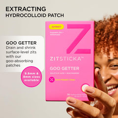 ZitSticka face patch on zit demonstrates patch application on skin