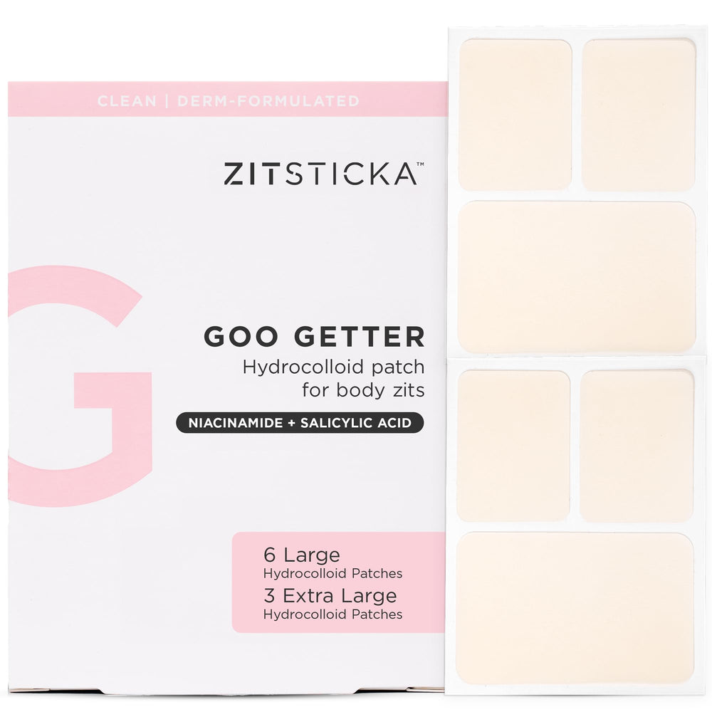 ZitSticka Goo Getter patch on skin, moisture drawing for zits