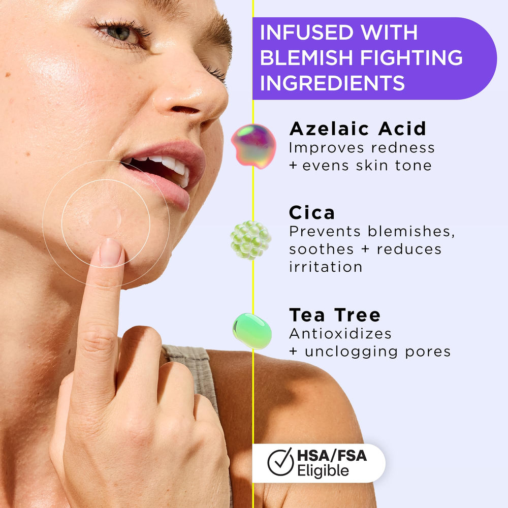 ZitSticka ingredients diagram featuring tea tree, cica, azelaic acid