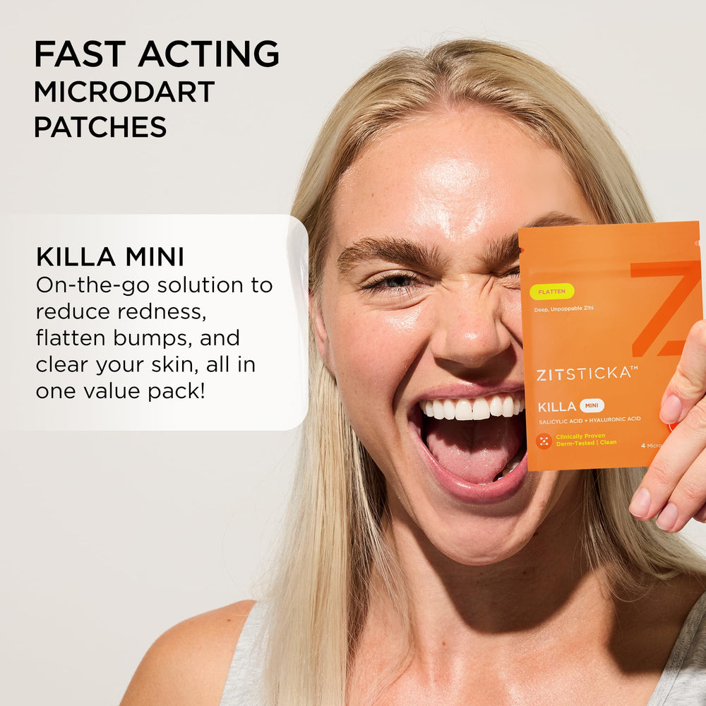 ZitSticka Killa mini-pack resealable pouch for portable pimple care.