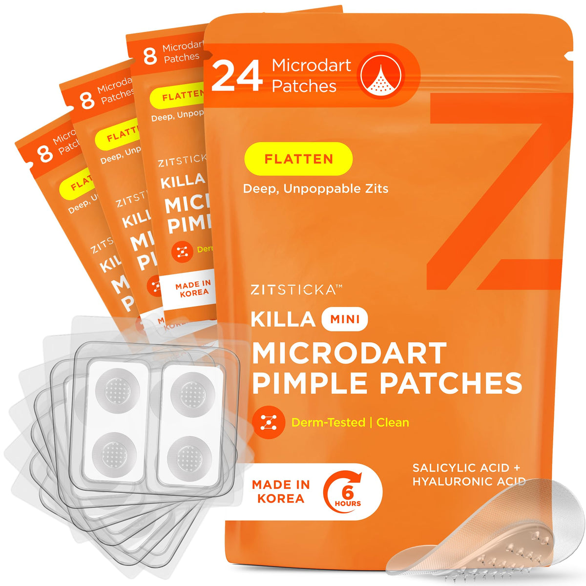 ZitSticka Killa mini patch assembly close-up for deep blemish care, on-the-go.