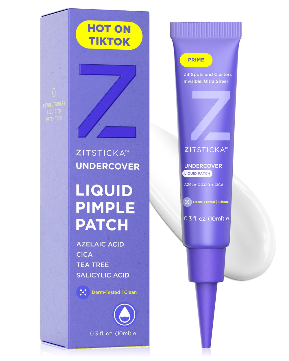 ZitSticka Liquid Patch application close-up with invisible shield for blemish under makeup