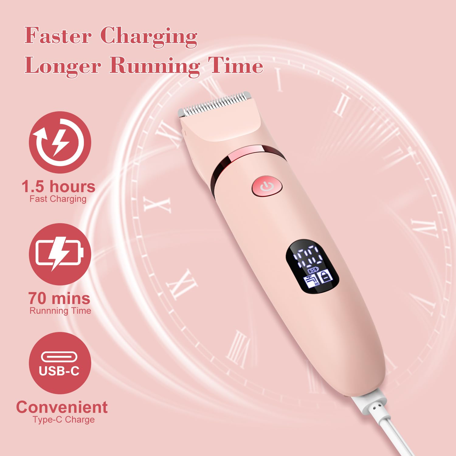 Zivelier LED display shows battery life during grooming