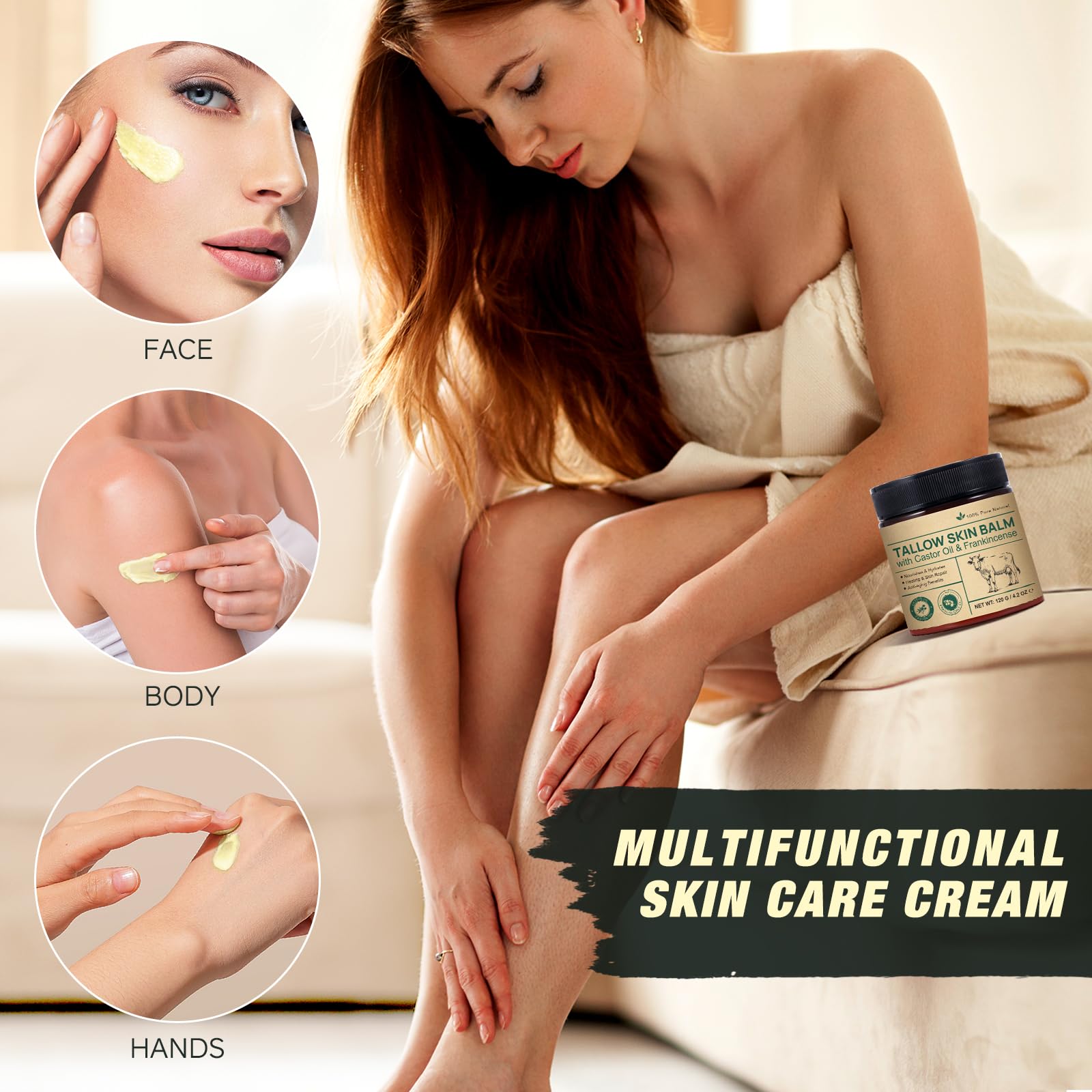 ZIXBMHYJ Tallow Balm applied to dry skin patches such as elbows