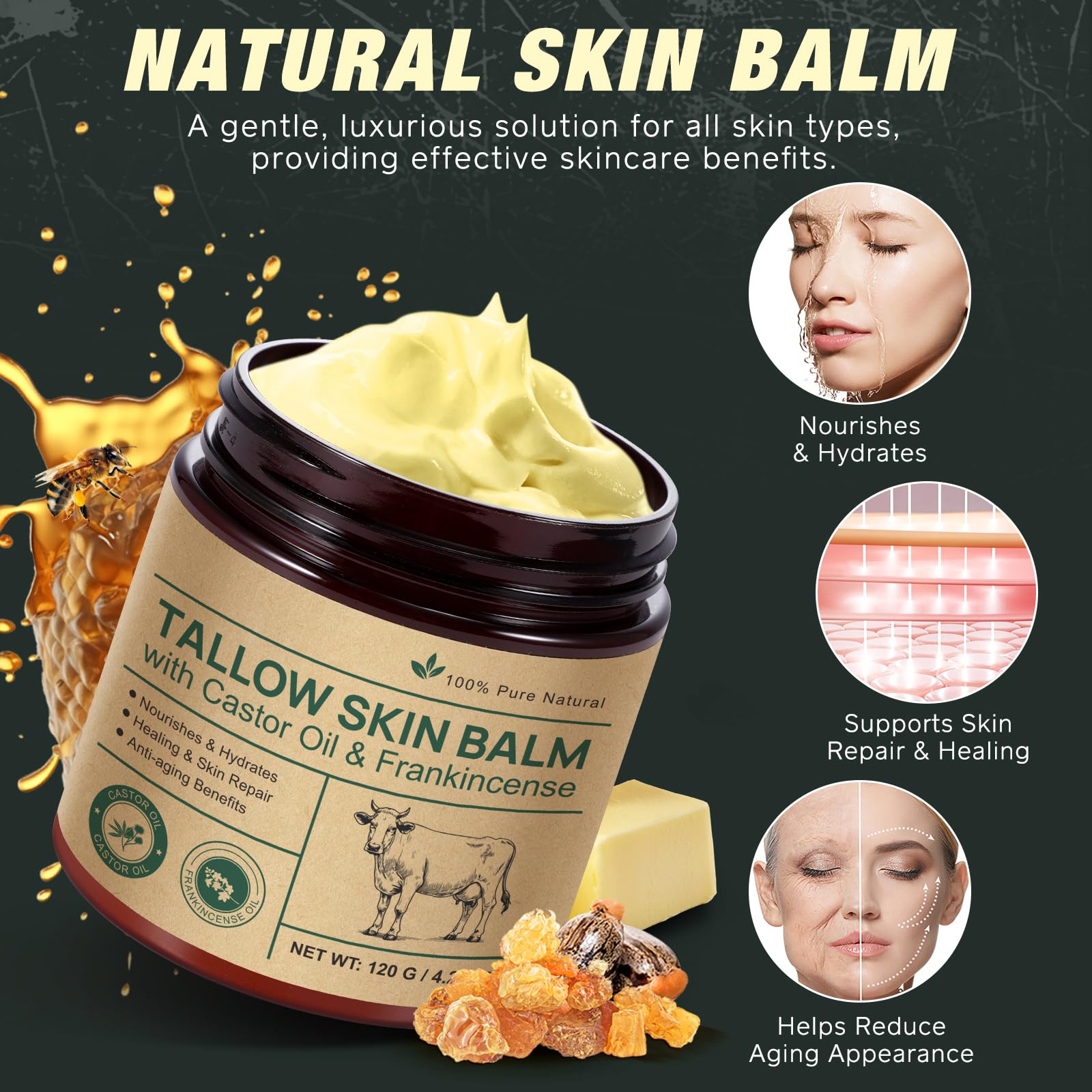 Ingredient spotlight on ZIXBMHYJ Tallow Balm castor oil and frankincense