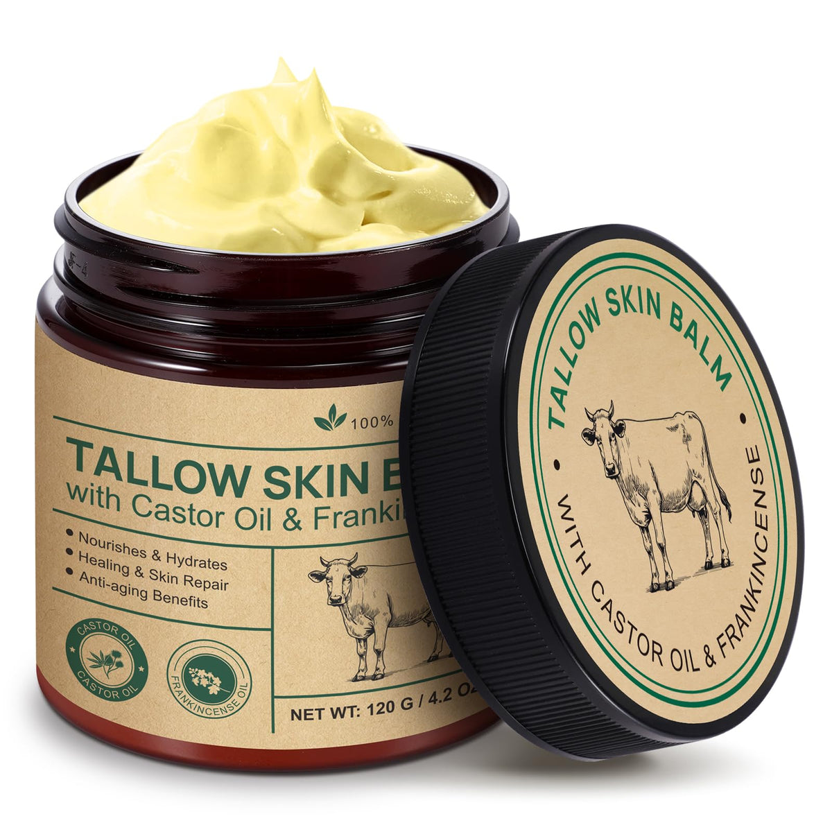 ZIXBMHYJ Tallow Balm packaging highlights natural ingredients for daily moisturization