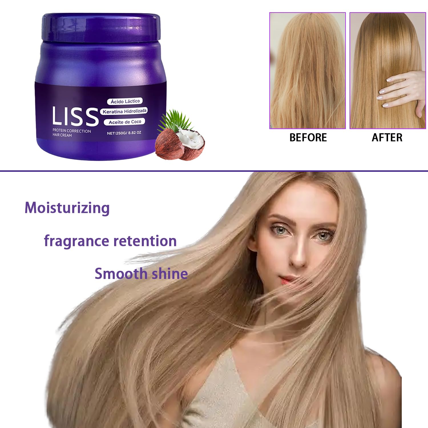 ZIXGIAH Liss Alisado application in hand demonstrates smoothing coverage.