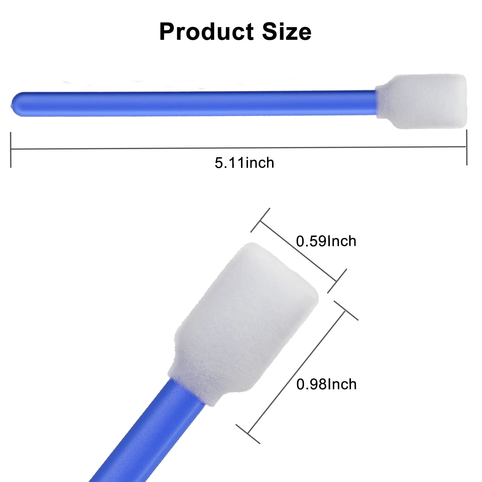 ZIZNBA foam cleaning swab handle length shown at 4.1 inches for reach.